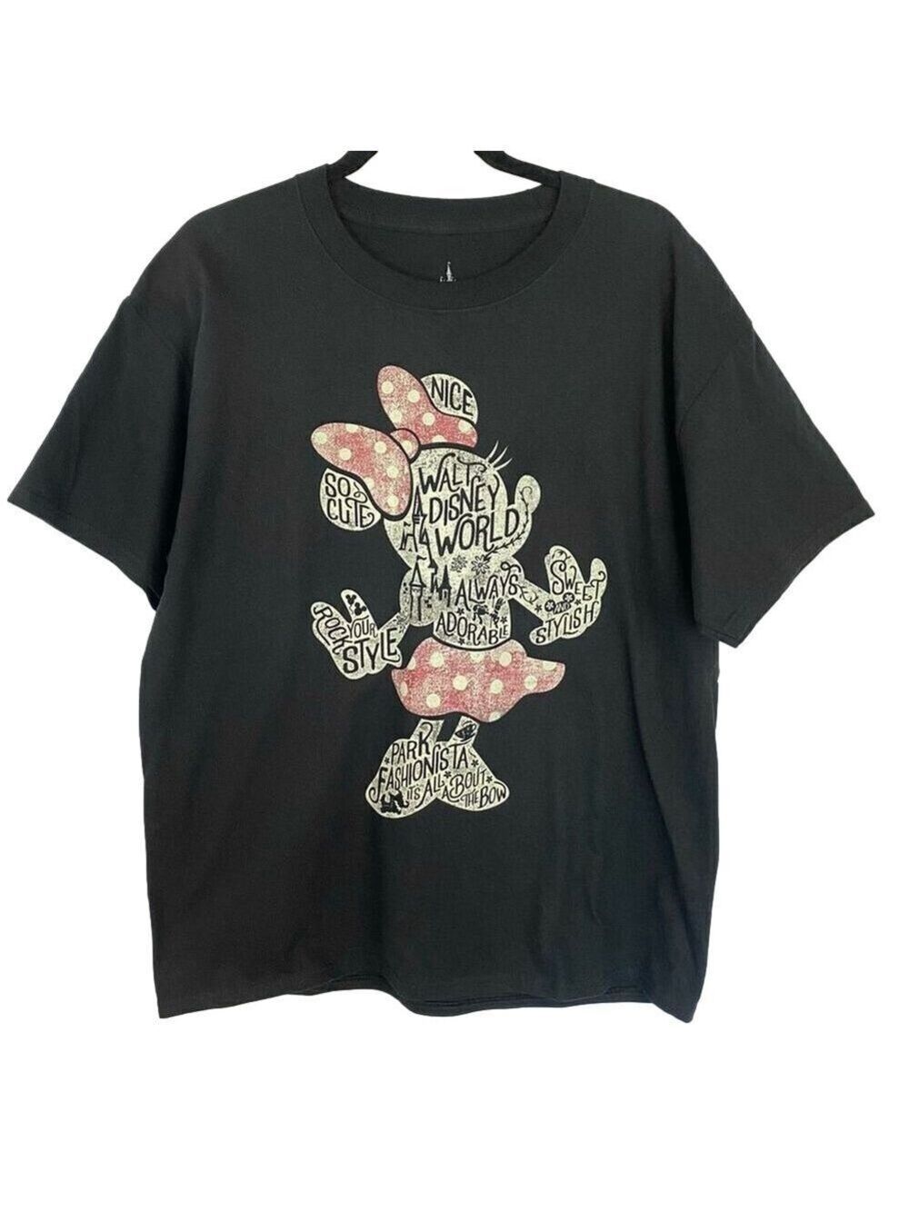 New Walt Disney World Women's Black T-Shirt with Minnie Mouse Silhouette Size L